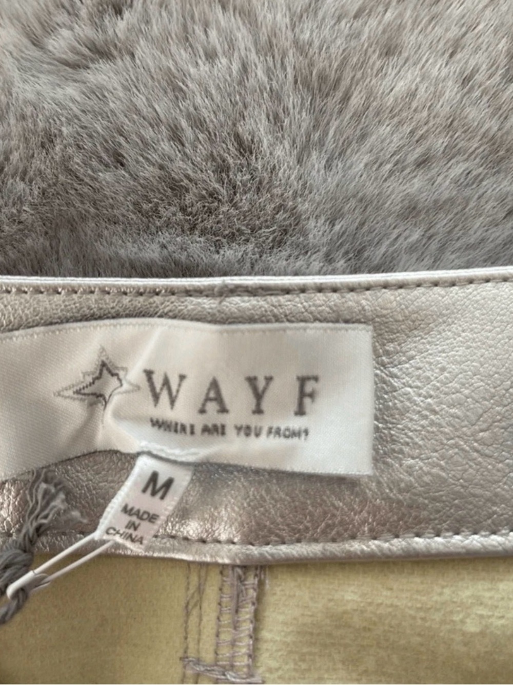 WAYF Metallic Silver Faux Leather Midi Skirt M NWT Coated Quiet Luxury Moto - Picture 2 of 15